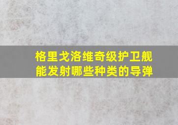 格里戈洛维奇级护卫舰 能发射哪些种类的导弹